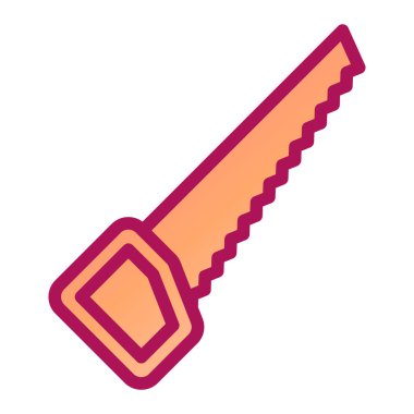 Testere simgesi vektörü. İnce çizgi işareti. izole edilmiş sınır sembolü çizimi