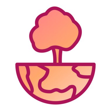 Yaprakları ve yaprakları olan ağaç vektör illüstrasyon tasarımı