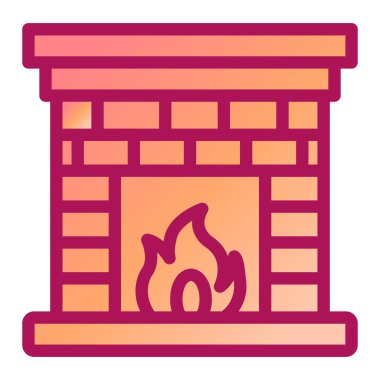 Şömine. Web simgesi basit illüstrasyon