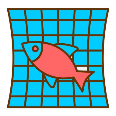 Balık ikonu. Web için deniz vektörü simgelerinin özet çizimi