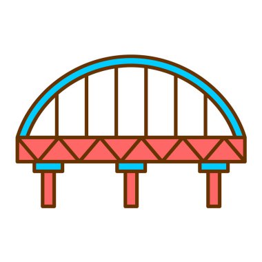 Köprü simgesi vektörü. İnce çizgi işareti. İzole edilmiş kontür sembolü gösterimi