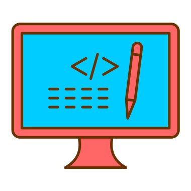 Çizimli bilgisayar monitörü ve bir kalem