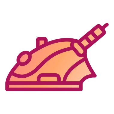 Demir, buhar ve ütü işareti, beyaz arkaplanda vektör çizimi