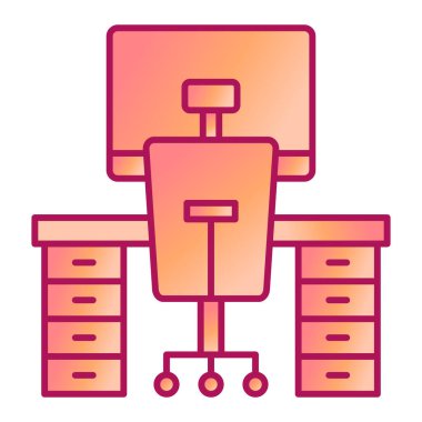 Ofis masa ikonu vektörü. Sandalye tabelası. izole edilmiş sembol çizimi