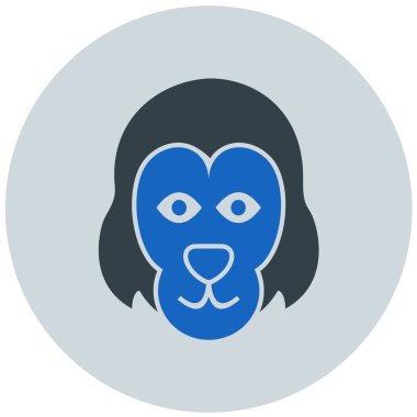 Goril yüzü düz vektör simgesi 