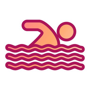 Yüzme havuzu ikonu vektörü. Yüzücü silueti işareti. izole edilmiş sınır sembolü çizimi