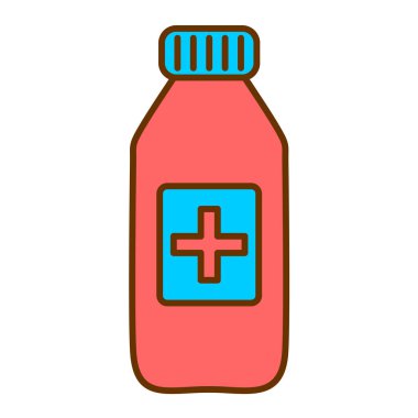 İlaç şişesi ikonu. Tıbbi hap taşıyıcı çizim sembolü. beyaz arkaplanda izole