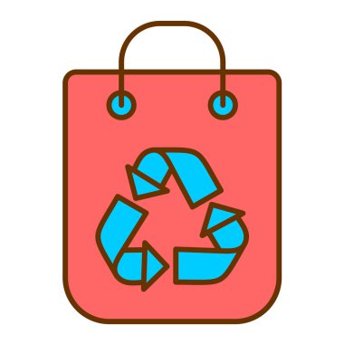 Geri dönüşüm sembolü çizimi olan alışveriş çantası