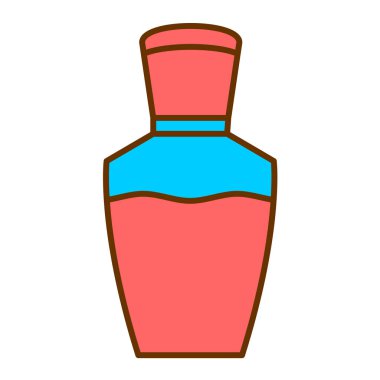 Beyaz arkaplan üzerinde parfüm şişesi simgesi, satır biçimi, vektör illüstrasyonu