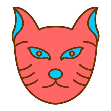 Kedi suratlı ikon. Web için şirin kedi yavrusu vektör simgelerinin çizgi film çizimi