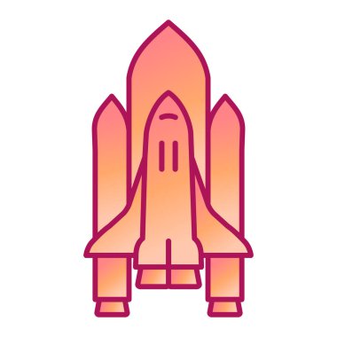Roket fırlatma simgesi. Web tasarımı için uzay gemisi vektör simgelerinin düz çizimi