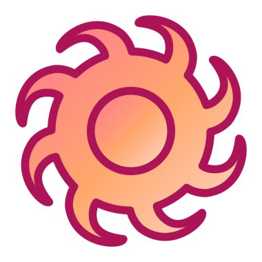 Soyut güneş şekli ikon vektörü. Ana hat dişli tekerlek sembolü. izole edilmiş tabela çizimi