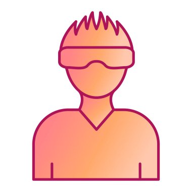 Miğfer ikonlu adam. İnsan avatarları ve insan teması. Yalnız tasarım. vektör illüstrasyonu