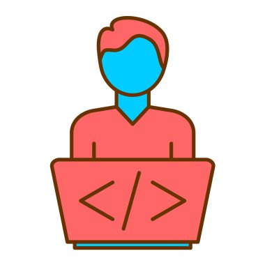 Dizüstü bilgisayarı olan birinin vektör çizimi