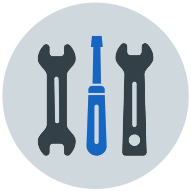 anahtarlar ve tornavida düz simgesi, vektör illüstrasyonu