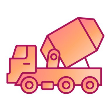 Beyaz arkaplan üzerinde inşaat kamyonu simgesi, satır biçimi, vektör illüstrasyonu