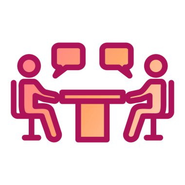 İnsanlar sohbet ediyor ve iletişim düz simgesi, vektör illüstrasyonu