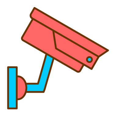 Kapalı devre kamera simgesi. Web tasarımı için güvenlik sistemi vektör simgelerinin özet çizimi