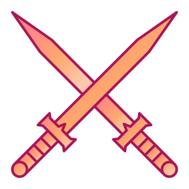 Kılıç simgesi. ağ için ortaçağ kılıç vektör simgelerinin karikatür çizimi
