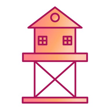 Plaj evi modern ikon vektör illüstrasyonu 