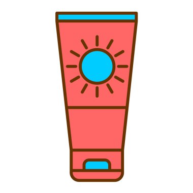 Güneş kremi ikonu vektörü. Plaj aksesuarları. izole edilmiş sınır sembolü çizimi