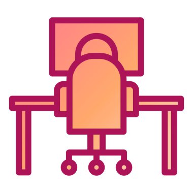 Bilgisayarda çalışan bir adam. Web simgesi basit tasarım