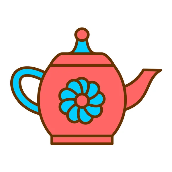 Çaydanlıklı Çay Demliği Fincan Vektör Illüstrasyon Tasarımı — Stok Vektör