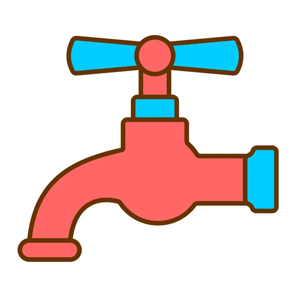 Pictogram Waterkraan Schets Illustratie — Stockvector