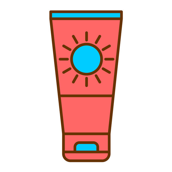 вектор значка солнцезащитного крема. Знак пляжного аксессуара. Иллюстрация изолированного контура