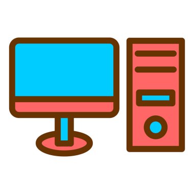 bilgisayar monitörü ikon vektör illüstrasyonu