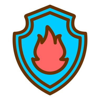 Ateş ve alev vektörü illüstrasyon tasarımlı kalkan