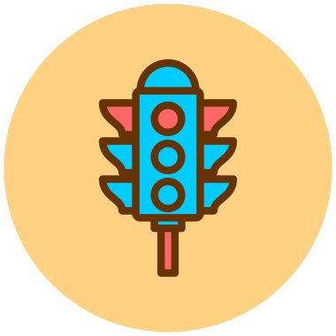 Trafik ışıkları düz vektör simgesi