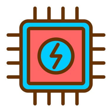 güç çipi vektör çizgisi simgesi