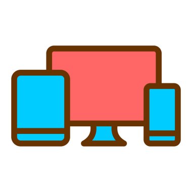 masaüstü bilgisayar ekranı, teknoloji ve internet tema simgeleri vektörü web pankartı için beyaz arkaplanda izole edildi