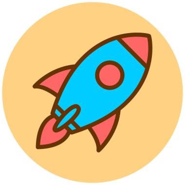 Roket. Web simgesi basit illüstrasyon