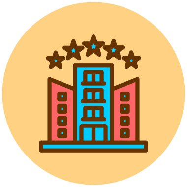 Otelde. Web simgesi basit illüstrasyon