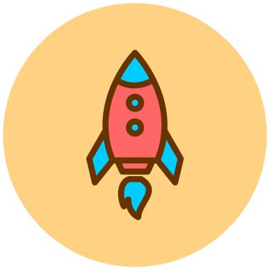Roket. Web simgesi basit illüstrasyon