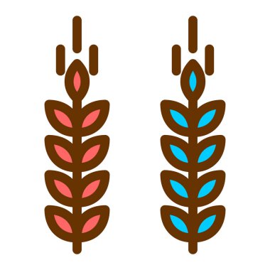 Buğday kulağı ikonu. Web için çavdar ekmeği vektör simgelerinin düz çizimi