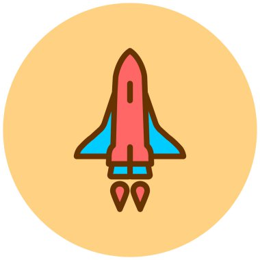 Roket. Web simgesi basit illüstrasyon