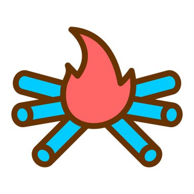 Ateş ikonu. Ağ için şenlik ateşi vektör simgelerinin özet çizimi