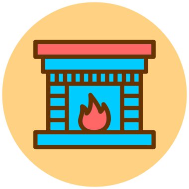 Şömine. Web simgesi basit illüstrasyon