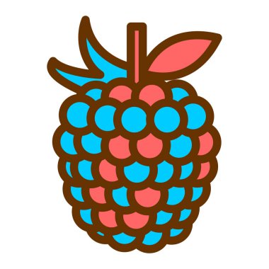 Ahududu meyvesi ikonu. Beyaz arkaplanda izole edilmiş vektör illüstrasyonu