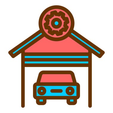 araba garajı ikonu vektör illüstrasyonu