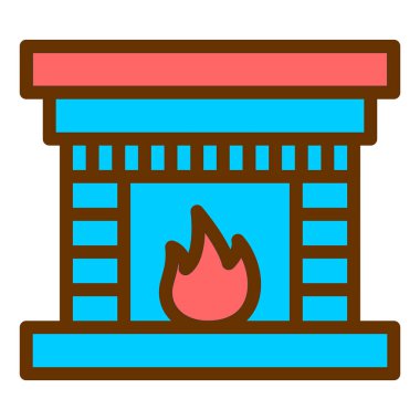 Şömine. Web simgesi basit illüstrasyon