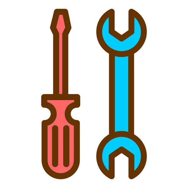 Wrench Screwdriver Flat Icon Vector Illustration — Stock Vector