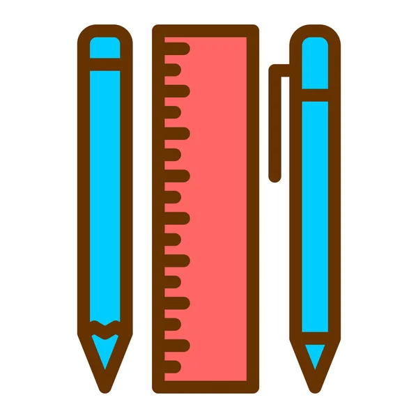 Pencil Pen Ruler Icon Vector Illustration — Stock Vector