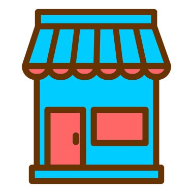 Dükkan. Web simgesi vektör illüstrasyonu