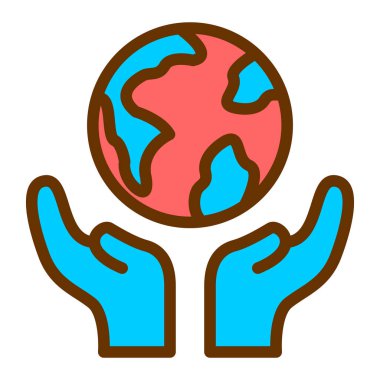 Toprak ellerinde. Web simgesi basit illüstrasyon