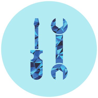 İngiliz anahtarı ve tornavida ikonu. Web tasarımı için anahtar araçları vektör simgelerinin düz çizimi