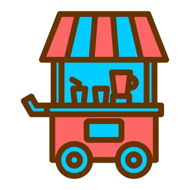 Yiyecek ve içecek taşıyıcı çizim tasarımı olan alışveriş arabası